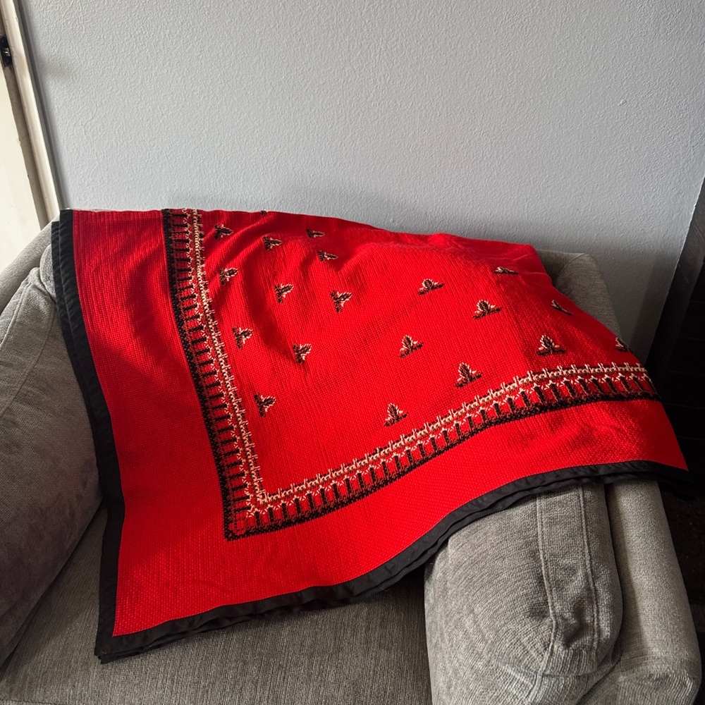 Red knit throw blanket